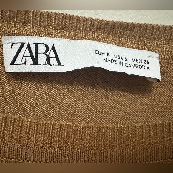 281 Zara | EUC Oversized Camel Brown Knit Sweater Long Sleeve Lightweight (Sz S) - Picture 7 of 12
